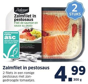 Aanbiedingen Zalmfilet in pestosaus - Delicieux - Geldig van 20/11/2016 tot 27/11/2016 bij Lidl