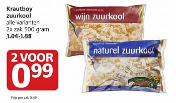 Aanbiedingen Krautboy zuurkool - Kramer's Krautboy - Geldig van 21/11/2016 tot 27/11/2016 bij Jan Linders