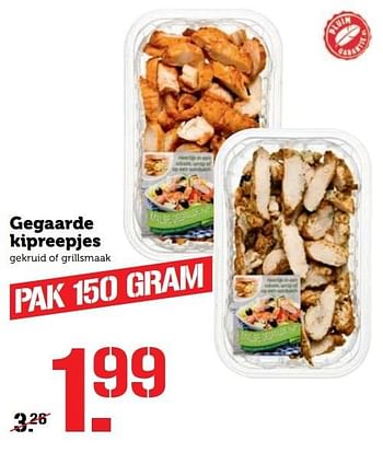 Aanbiedingen Gegaarde kipreepjes gekruid of grillsmaak - Huismerk - Coop - Geldig van 21/11/2016 tot 27/11/2016 bij Coop