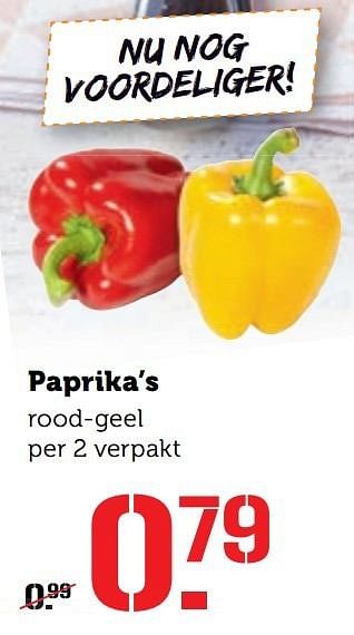 Aanbiedingen Paprika`s rood-geel - Huismerk - Coop - Geldig van 21/11/2016 tot 27/11/2016 bij Coop
