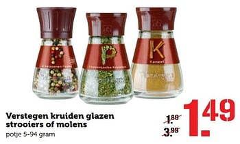 Aanbiedingen Verstegen kruiden glazen strooiers of molens - Verstegen - Geldig van 21/11/2016 tot 27/11/2016 bij Coop