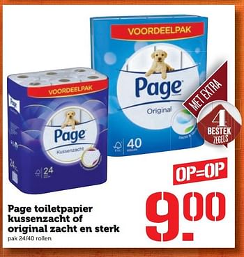 Aanbiedingen Page toiletpapier kussenzacht of original zacht en sterk - Page - Geldig van 21/11/2016 tot 27/11/2016 bij Coop