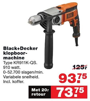 Aanbiedingen Black+decker klopboormachine kr911k-qs. - Black &amp; Decker - Geldig van 21/11/2016 tot 27/11/2016 bij Praxis