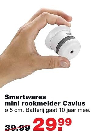 Aanbiedingen Smartwares mini rookmelder cavius - Smartwares - Geldig van 21/11/2016 tot 27/11/2016 bij Praxis