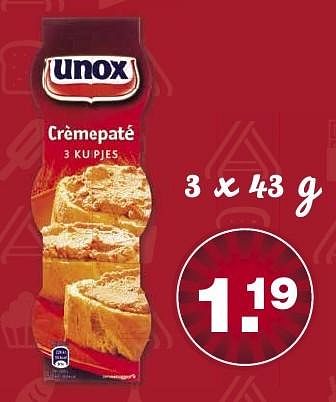Aanbiedingen Unox cremepate - Unox - Geldig van 20/11/2016 tot 27/11/2016 bij Aldi