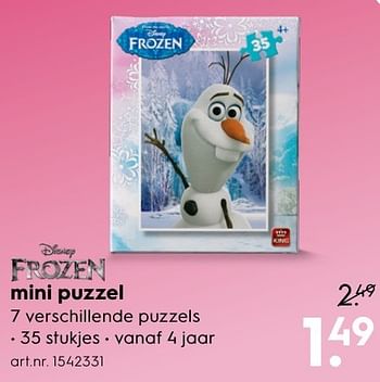Aanbiedingen Mini puzzel - Disney  Frozen - Geldig van 30/10/2016 tot 05/12/2016 bij Blokker