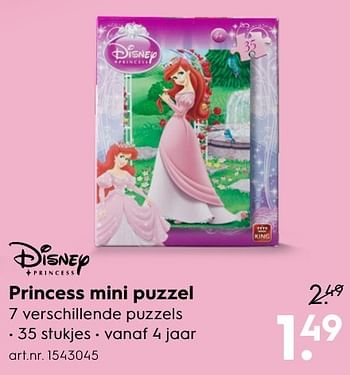 Aanbiedingen Princess mini puzzel - Disney Princess - Geldig van 30/10/2016 tot 05/12/2016 bij Blokker