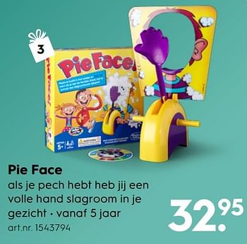 Aanbiedingen Pie face - Hasbro - Geldig van 30/10/2016 tot 05/12/2016 bij Blokker