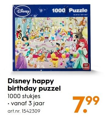 Aanbiedingen Disney happy birthday puzzel - King - Geldig van 30/10/2016 tot 05/12/2016 bij Blokker