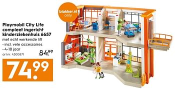 Aanbiedingen Playmobil city life compleet ingericht kinderziekenhuis 6657 - Playmobil - Geldig van 30/10/2016 tot 05/12/2016 bij Blokker