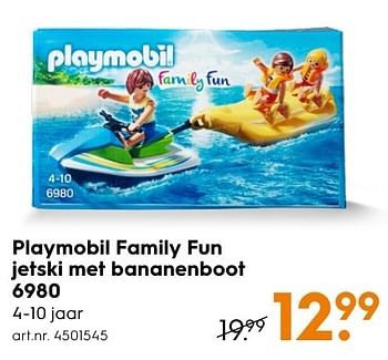 Aanbiedingen Playmobil family fun jetski met bananenboot 6980 - Playmobil - Geldig van 30/10/2016 tot 05/12/2016 bij Blokker