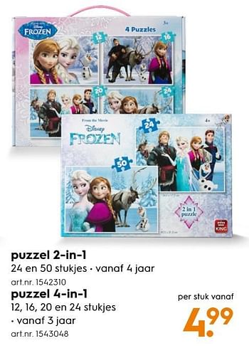 Aanbiedingen Puzzel 2-in-1 - Disney  Frozen - Geldig van 30/10/2016 tot 05/12/2016 bij Blokker