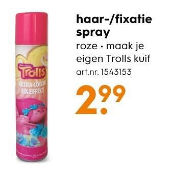 Aanbiedingen Haar- fixatie spray - Dreamworks - Geldig van 30/10/2016 tot 05/12/2016 bij Blokker