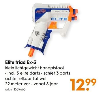 Aanbiedingen Elite triad ex-3 - Nerf - Geldig van 30/10/2016 tot 05/12/2016 bij Blokker