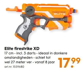 Aanbiedingen Elite firestrike xd - Nerf - Geldig van 30/10/2016 tot 05/12/2016 bij Blokker