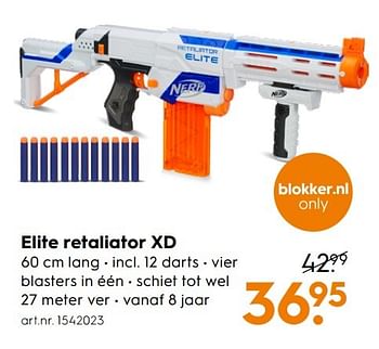 Aanbiedingen Elite retaliator xd - Nerf - Geldig van 30/10/2016 tot 05/12/2016 bij Blokker