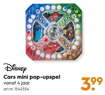 Aanbiedingen Cars mini pop-upspel - Disney - Geldig van 30/10/2016 tot 05/12/2016 bij Blokker