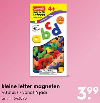 Aanbiedingen Kleine letter magneten - Quercetti - Geldig van 30/10/2016 tot 05/12/2016 bij Blokker