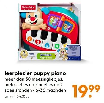 Aanbiedingen Leerplezier puppy piano - Fisher-Price - Geldig van 30/10/2016 tot 05/12/2016 bij Blokker