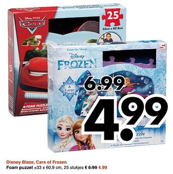 Aanbiedingen Disney blaze, cars of frozen foam puzzel - Disney  Frozen - Geldig van 13/11/2016 tot 26/11/2016 bij Wibra