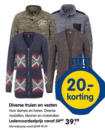 Aanbiedingen Diverse truien en vesten - Huismerk - ANWB - Geldig van 13/11/2016 tot 27/11/2016 bij ANWB