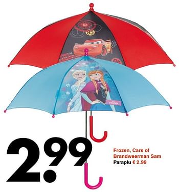 Aanbiedingen Frozen, cars of brandweerman sam paraplu - Disney  Frozen - Geldig van 13/11/2016 tot 26/11/2016 bij Wibra