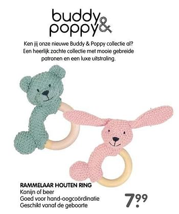 Aanbiedingen Rammelaar houten ring - Buddy &amp; Poppy - Geldig van 13/11/2016 tot 27/11/2016 bij Prenatal