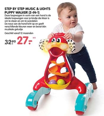 Aanbiedingen Step by step music + lights puppy walker (2-in-1) - Playgro - Geldig van 13/11/2016 tot 27/11/2016 bij Prenatal