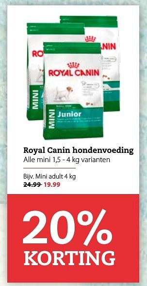 Aanbiedingen Royal canin hondenvoeding mini adult - Royal Canin - Geldig van 13/11/2016 tot 27/11/2016 bij Boerenbond