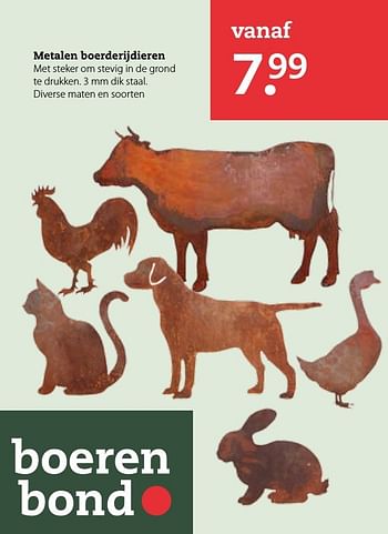 Aanbiedingen Metalen boerderijdieren - Huismerk- Boerenbond - Geldig van 13/11/2016 tot 27/11/2016 bij Boerenbond