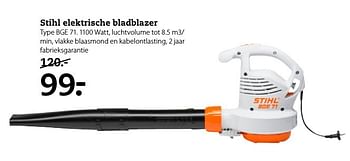 Aanbiedingen Stihl elektrische bladblazer bge 71 - Stihl - Geldig van 13/11/2016 tot 27/11/2016 bij Boerenbond