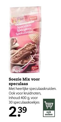 Aanbiedingen Soezie mix voor speculaas - Soezie - Geldig van 13/11/2016 tot 27/11/2016 bij Boerenbond