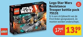 Aanbiedingen Lego star wars resistance trooper battle pack - Lego - Geldig van 20/11/2016 tot 27/11/2016 bij Kruidvat