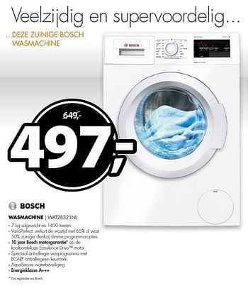 Aanbiedingen Bosch wasmachine wat28321nl - Bosch - Geldig van 20/11/2016 tot 27/11/2016 bij Expert