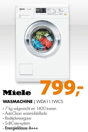 Aanbiedingen Miele wasmachine wda111wcs - Miele - Geldig van 20/11/2016 tot 27/11/2016 bij Expert