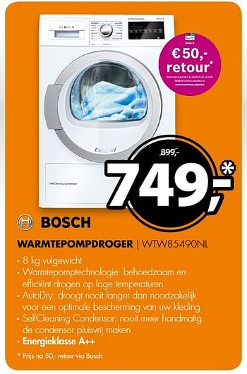 Aanbiedingen Bosch warmtepompdroger wtw85490nl - Bosch - Geldig van 20/11/2016 tot 27/11/2016 bij Expert