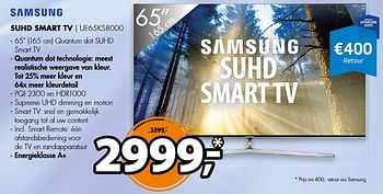 Aanbiedingen Samsung suhd smart tv ue65ks8000 - Samsung - Geldig van 20/11/2016 tot 27/11/2016 bij Expert