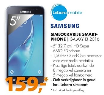 Aanbiedingen Samsung simlockvrije smartphone galaxy j3 2016 - Samsung - Geldig van 20/11/2016 tot 27/11/2016 bij Expert