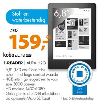 Aanbiedingen Kobo e-reader aura h2o - Kobo - Geldig van 20/11/2016 tot 27/11/2016 bij Expert