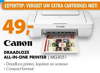 Aanbiedingen Canon draadloze all-in-one printer mg3051 - Canon - Geldig van 20/11/2016 tot 27/11/2016 bij Expert