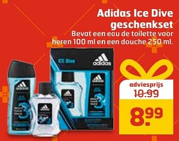 Aanbiedingen Adidas ice dive geschenkset - Adidas - Geldig van 20/11/2016 tot 27/11/2016 bij Trekpleister