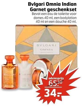 Aanbiedingen Bvlgari omnia indian garnet geschenkset - BVLGARI - Geldig van 20/11/2016 tot 27/11/2016 bij Trekpleister