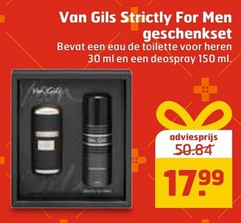 Aanbiedingen Van gils strictly for men geschenkset - Van Gils - Geldig van 20/11/2016 tot 27/11/2016 bij Trekpleister