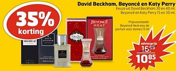 Aanbiedingen Beyoncé heat eau de parfum voor dames - David Beckham - Geldig van 20/11/2016 tot 27/11/2016 bij Trekpleister