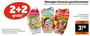 Aanbiedingen Masker fruit smoothie - Montagne Jeunesse - Geldig van 20/11/2016 tot 27/11/2016 bij Trekpleister