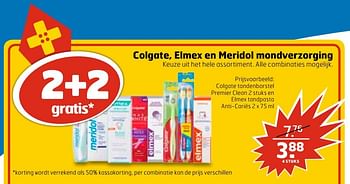 Aanbiedingen Colgate tandenborstel premier clean 2 stuks en elmex tandpasta anti-cariës - Colgate - Geldig van 20/11/2016 tot 27/11/2016 bij Trekpleister