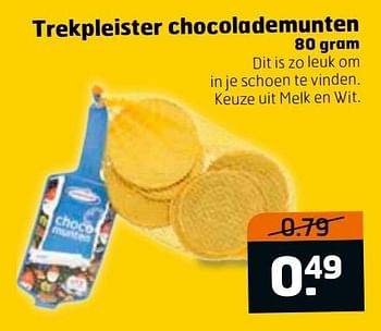 Aanbiedingen Trekpleister chocolademunten - Huismerk - Trekpleister - Geldig van 20/11/2016 tot 27/11/2016 bij Trekpleister