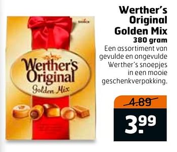Aanbiedingen Werther`s original golden mix - Werther's Original - Geldig van 20/11/2016 tot 27/11/2016 bij Trekpleister