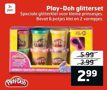 Aanbiedingen Play-doh glitterset - Play-Doh - Geldig van 20/11/2016 tot 27/11/2016 bij Trekpleister