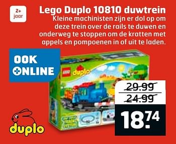 Aanbiedingen Lego duplo 10810 duwtrein - Lego - Geldig van 20/11/2016 tot 27/11/2016 bij Trekpleister